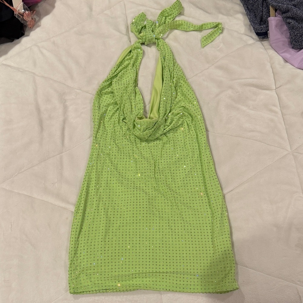 White Fox Boutique Neon Green Halter Dress